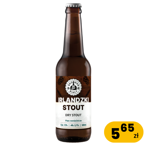 Irlandzki Stout - Dry Stout, 0,5L BUTELKA BEZZWROTNA, Alk. 5,1%obj. EKST. 12%
